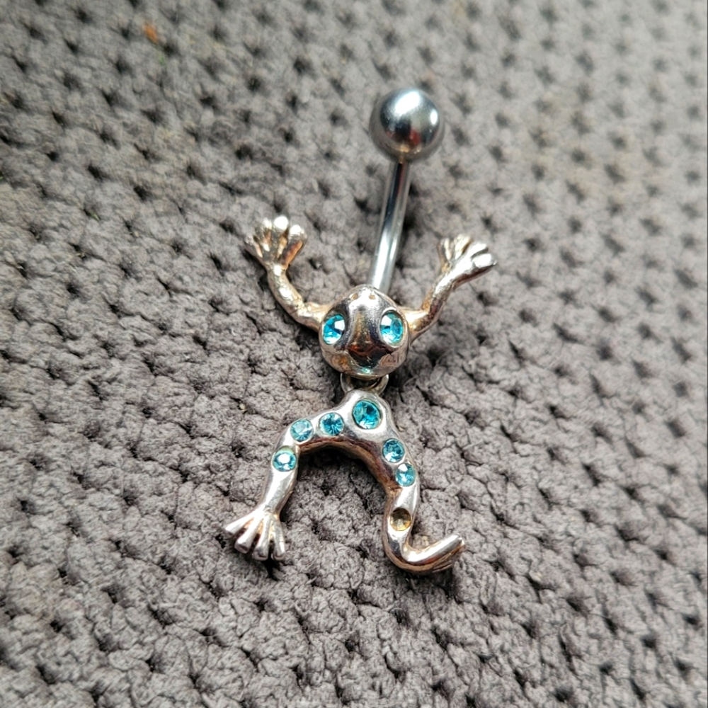⭐925 Dangle Frog Belly Ring⭐